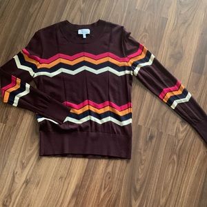 &Other Stories Sweater - Size M Burgundy with multi colour stripes